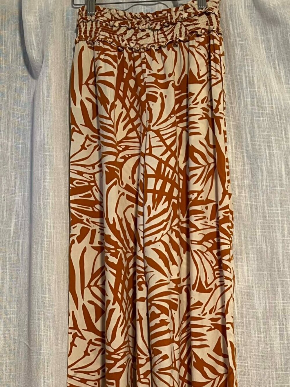 Patrons of Peace Wide Leg Pants Tropical Leaf Rust & Cream Size S